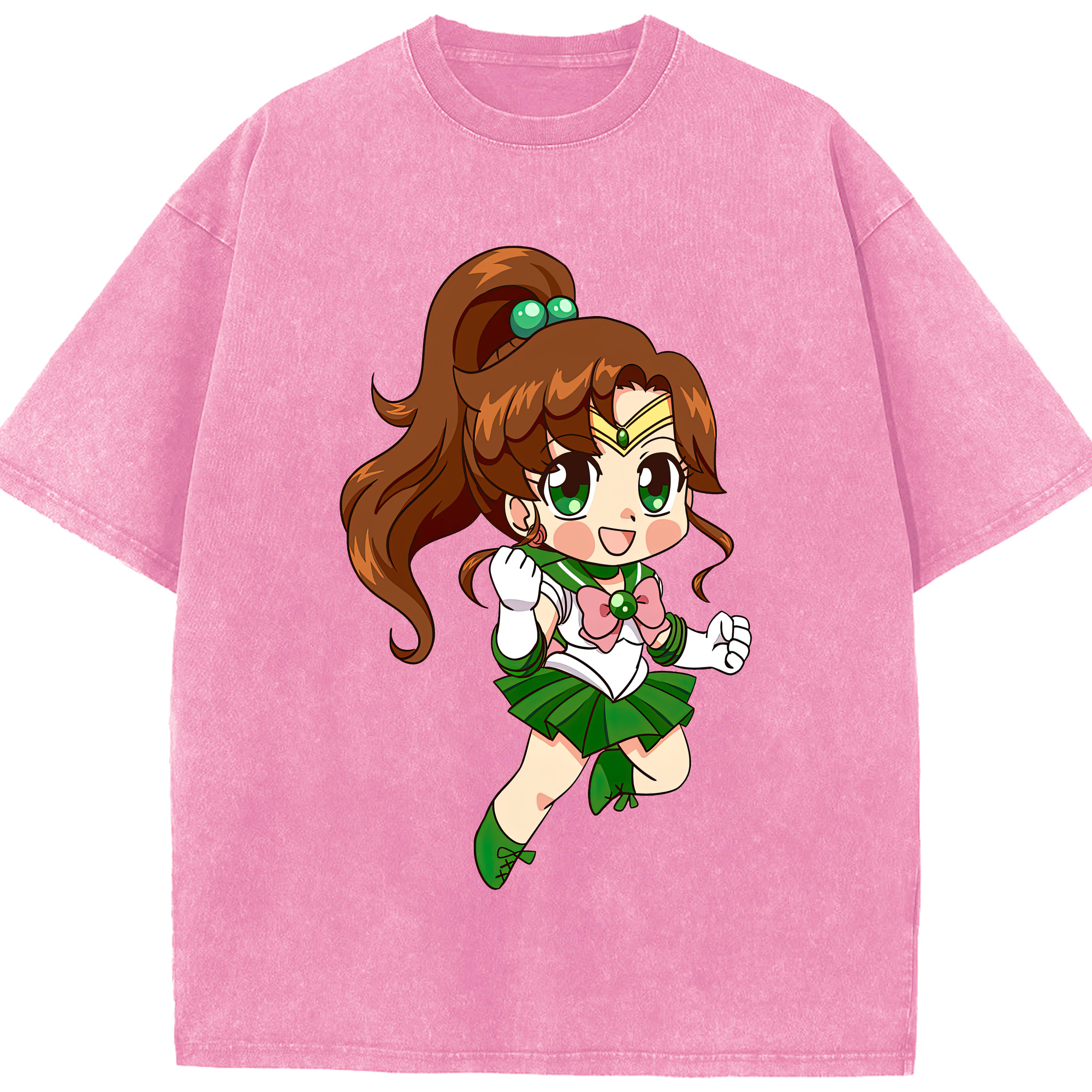 （画像用） 美少女戦士セーラームーン 木野 まこと きの まこと Sailor Moon Kino Makoto （セーラージュピター；Sailor Jupiter） 綿100% ヴィンテージ風 半袖Tシャツ（フロントプリント）